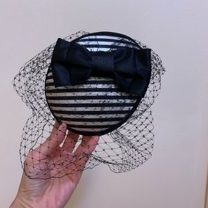 Preppy black and white H&M fascinator/pill box hat